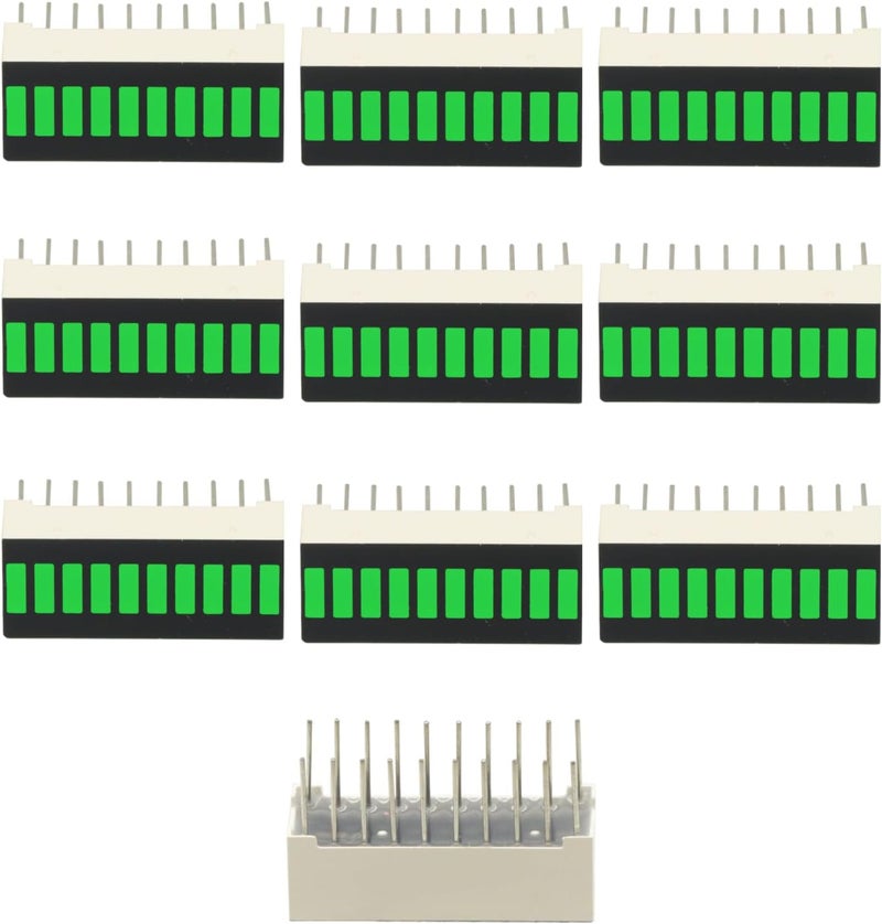 GODIYMODULES 10PCS 10 Segment Digital LED Bar Graph Display - Ultra Bright, Red Blue Green, for Level Meters/Audio VU Meters/Status Indicators, High Visibility (Green) - Image 4